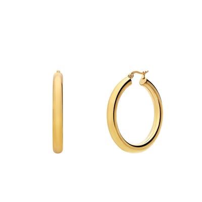 Lucardi Dames Stalen goldplated oorbellen glad - Oorbellen - Staal - Goudkleurig