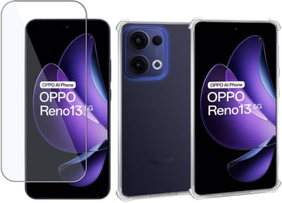 ChiGuard Hoesje & Screenprotector geschikt voor OPPO Reno 13– Gehard Glas Cover + Shock Proof Case - Transparant