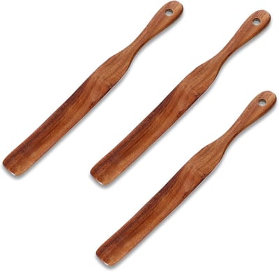 Houten Spatel van Teakhout, 28 cm, Roestvrij en Duurzaam, Ideaal voor Koken, Bakken en Sourdough Deeg