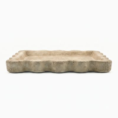 HomeBound by KY | Aardewerk dienblad vierkant beige | 25,5x25,5x2,5cm | dienblad tray off-white