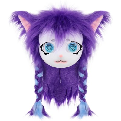 Dierenhoofd Kat Fursuit Knipmasker Halloween Cosplay Feest Kostuum Rekwisieten blue