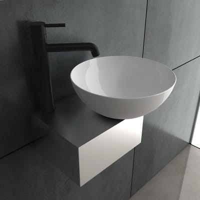 Ronde Mini Wastafel Opzetbak Zonder Kraangat - Compact Keramiek Wastafeltje voor Gastentoilet