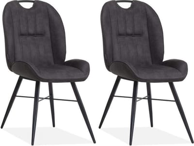 Eetkamerstoel Shelton - Antraciet (set van 2 stoelen)