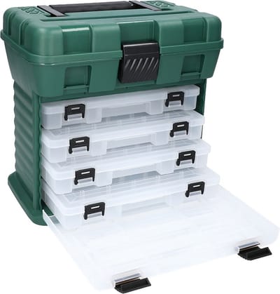Mikado Viskoffer met Lades – Visdoos voor Hengelsport Accessoires – Tackle Box Groen – Opbergkoffer voor Kunstaas & Kleinmateriaal
