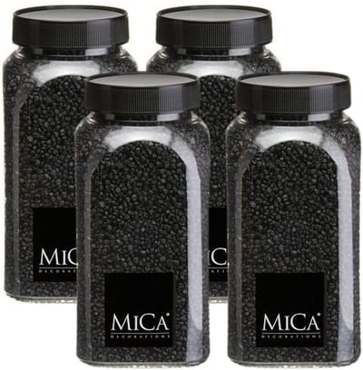 Mica Decorations decoratie stenen/granulaat - 4x - 650ml - zwart - hobby steentjes