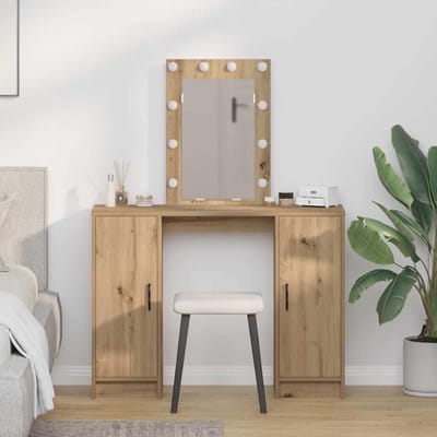 Kaptafel - Make-uptafel Slaapkamer - Make-up Routine - Met Ingebouwde Spiegel - 102 x 33 x 135 cm - Bruin