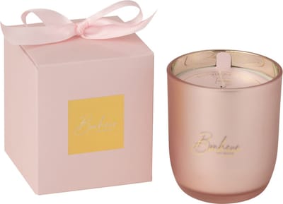 J-Line geurkaars Bonheur - Sapphire Amber Tea - glas - roze - small - 35U