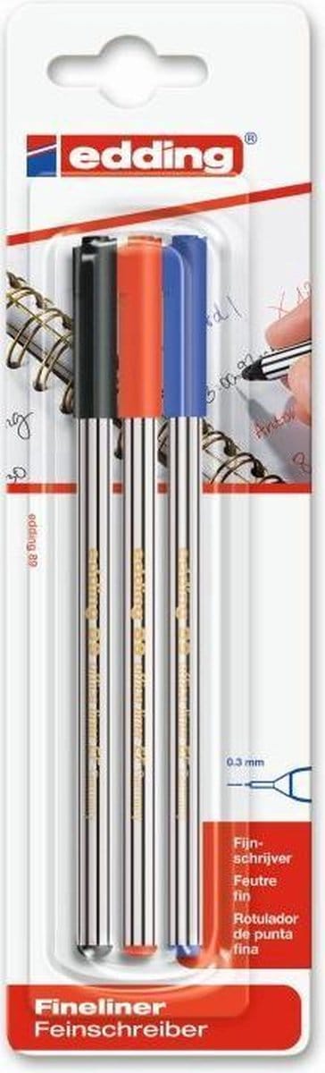 Edding Fineliner - Office liner  - Rood, Zwart en Blauw - EF 89