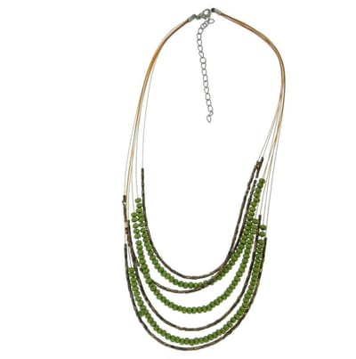 Behave - Ketting met groene houten kralen - Bohemian zomerstijl