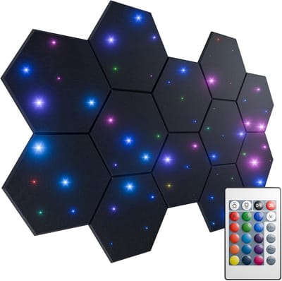 12 stuks Zelfklevende Akoestische Panelen voor Geluidsisolatie Muur Zwart Zeshoekig