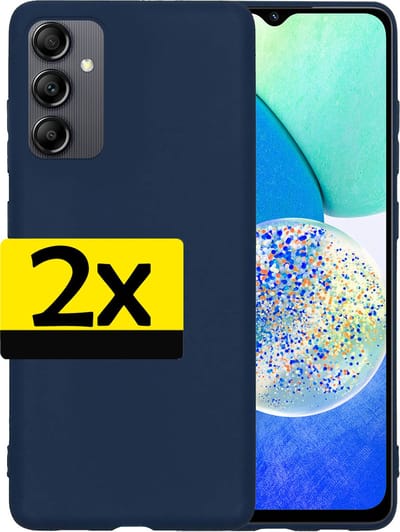 Hoesje - 2 Stuks - Geschikt voor Samsung Galaxy A14 - Sterk & Shockproof - Case Siliconen - Back Cover - Telefoon Hoes - Telefoonhoesjes - Donkerblauw