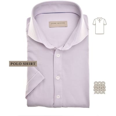 John Miller Polo Slim Solid Color Short Sleeve Tricot Pastel Lila / male