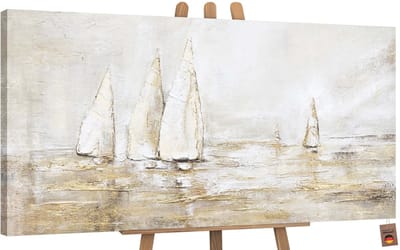 Canvas schilderij groot handgeschilderd zonneglans zon abstract licht – YS-Art Gallery – Zonnige wanddecoratie voor woonkamer – Modern schilderij voor slaapkamer en hal