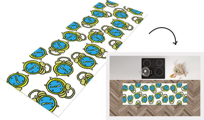 Keukenloper - Loper keuken - Wekker - Patroon - Cartoon - Slapen - 150x50 cm - Keukenloper vinyl