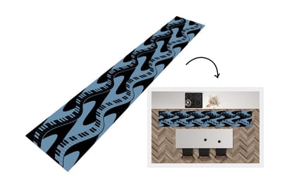 Keukenloper - Loper keuken - Patronen - Piano - Blauw - Jaren 20 - 300x50 cm - Keukenloper vinyl