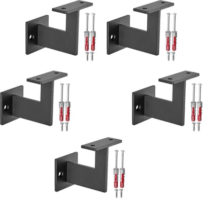 5 x leuningbevestiging, staal, zwart, plat, 90°, 63x81x78 mm