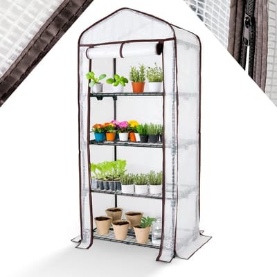 AREBOS Premium foliekas met met 4 etages, Kweekkas Vroege kas 70 x 50 x 158 cm