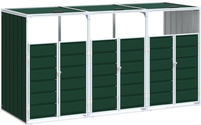 Kliko ombouw - UV-bestendig - Container - Berging - 3 Afvalbakken - Roestvrij staal- Weerbestendig - Groen