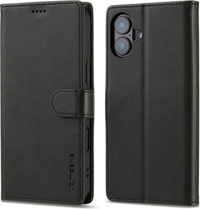 LC.IMEEKE Hoesje - Geschikt voor iPhone 16 Hoesje - LC.IMEEKE Luxe Book Case - Zwart