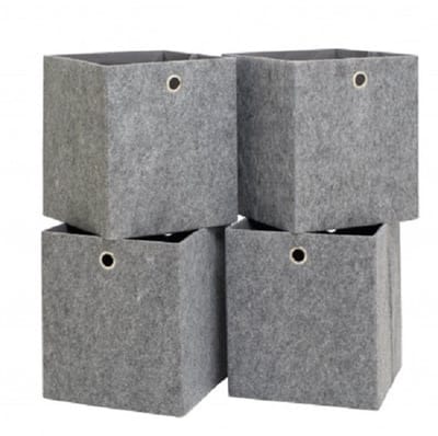 Opbergbox Set of 4 Squares Plus Boxes grijs
