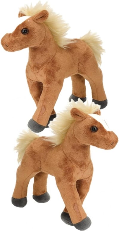 2x stuks pluche knuffel paard bruin 20 cm - Paarden speelgoed dieren