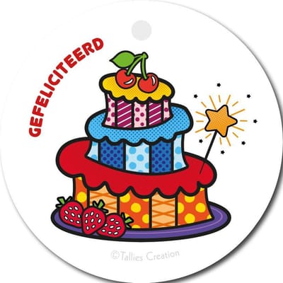 Tallies Cards - kadokaartjes  - bloemenkaartjes - Gefeliciteerd taart - Popart - set van 5 kaarten - verjaardagskaart - verjaardag - felicitatie - proficiat - 100% Duurzaam
