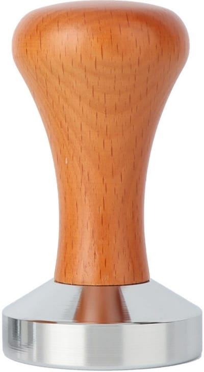 GELLDG Koffietamper - 51mm tamper - Houten handvat - Roestvrij staal - Zwaar en stevig - Geschikt voor espresso - Barista-stijl - Donkerbruin