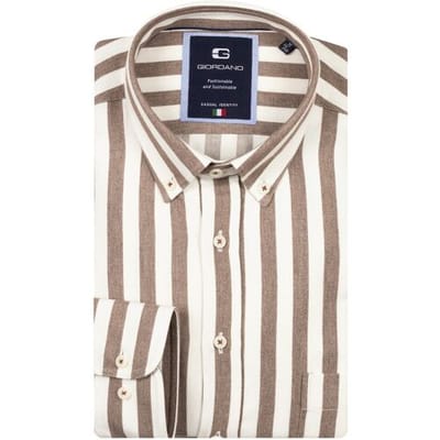 Giordano Overhemd Brando Soft Brushed Satin Stripe Button-Down Donker Bruin / male