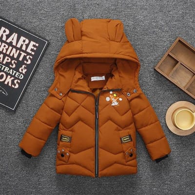 Herfst/Winter Kinderbabyjasje Jongens Warme jas Dikker jasje Jongensjasje L oranje