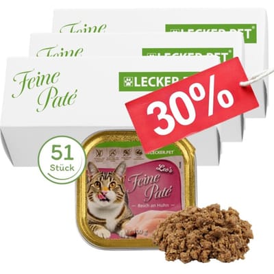 51 x 100 g Lecker.Pet® Leo's Feine Paté Rijk aan kip Nat kattenvoer Complete voeding