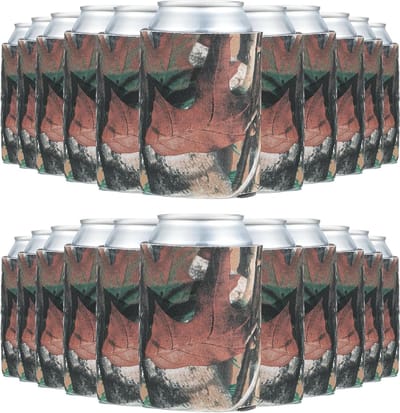 Blanco bierblikje koelhoezen, 100 stuks opvouwbare geïsoleerde hoes voor 10 oz flessen, perfect voor bruiloften, feesten en evenementen, boom camouflage design
