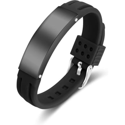 Gepersonaliseerde mannelijke armband medische waarschuwings-ID roestvrij stalen armband verstelbare silicagel pols gegraveerde sieraden cadeau voor mannen gray