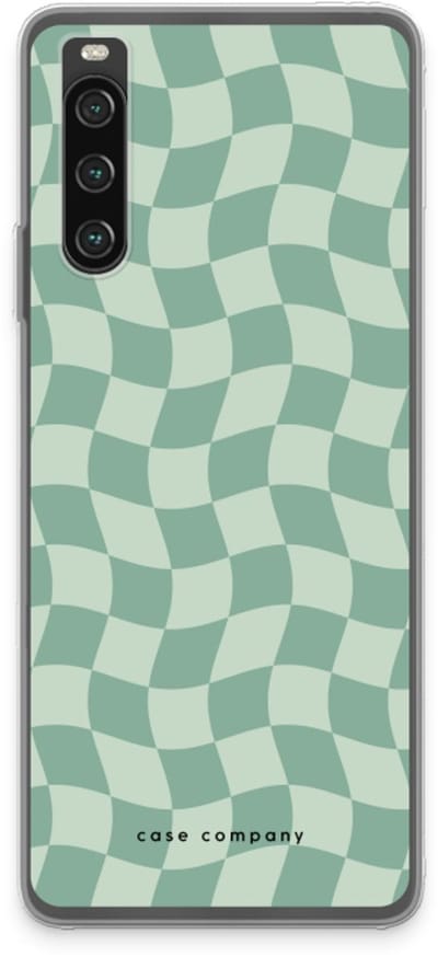 Case Company® - Hoesje geschikt voor Sony Xperia 10 IV hoesje - Grid Groen - Soft Cover Telefoonhoesje - Bescherming aan alle Kanten en Schermrand