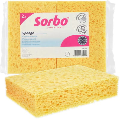 Sorbo Viscose Spons Large - 2 Stuks - Extra Absorberende Schoonmaakspons voor Keuken en Badkamer