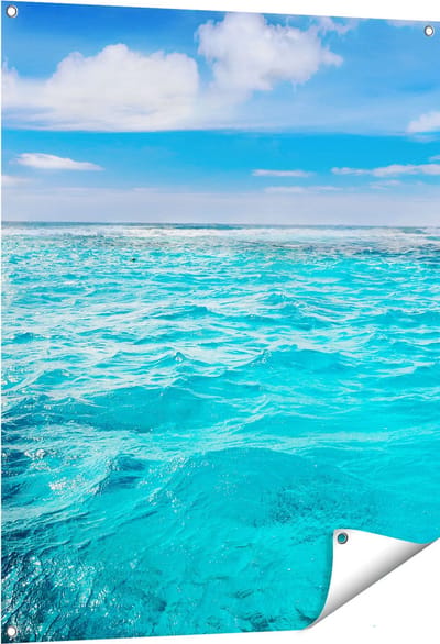 Gards Tuinposter Blauwe Caribische Zee Water - 80x100 cm - Tuindoek - Tuindecoratie - Wanddecoratie buiten - Tuinschilderij