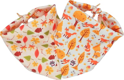 Bandana Hond - Kleurrijke Hondenbandana - Oranje - Herfst - Bladeren - Vossen - Paddenstoelen - Fall in Love - Paw My God! - Maat L