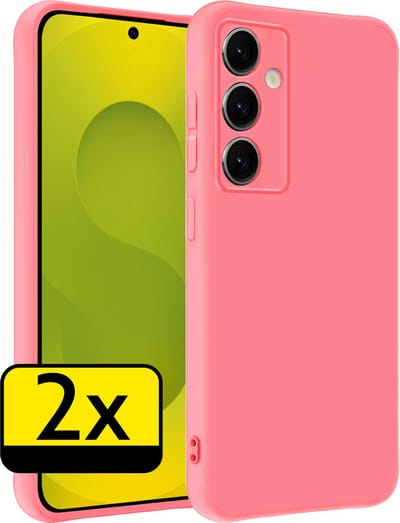 Hoesje - 2 Stuks - Geschikt voor Samsung Galaxy S25 - Sterk & Shockproof - Case Siliconen - Back Cover - Telefoon Hoes - Telefoonhoesjes - Licht Roze