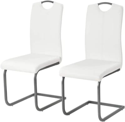 Dinerstoelen Set - Tuinstoelen - Buiten Zitten - Stevig Stalen Frame - 43 x 55 x 100 cm - Wit