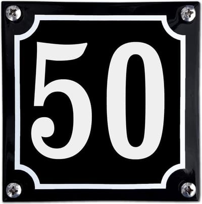 Zwart emaille huisnummer  - 50