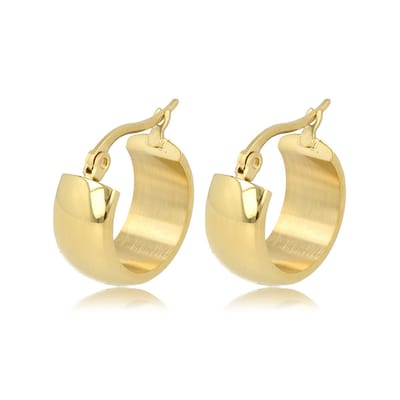 My Bendel - Brede Goudkleurige Oorringen 16x8 Mm - Stralende Goudkleurige Oorringen 16x8 Mm - Tijdloze Elegantie - met Luxe Cadeauverpakking | Sieraden Voor Dames