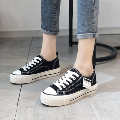 Canvas schoenen met dikke zolen voor damesKoreaanse versie Hoogteverhogende witte schoenen Lente en herfst Nieuwe veelzijdige lage schoenen 35 gray