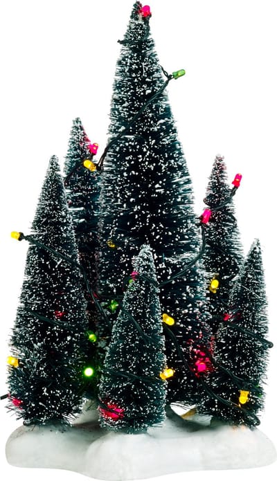 Luville Kerstdorp Miniatuur Bomen op Sneeuw - L12 x B11,5 x H20,5 cm