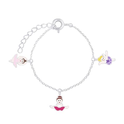 Joy|S - Zilveren bedel armband - ballerina - danseres - turnster 14 cm + 2 cm