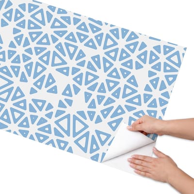 Coloray Meubel Wrap Folie - Blauw Meubelfolie - 65x130 cm - Wrapfolie Keuken Driehoekige vormen - Decoratiefolie - Geometrische Meubelfolie - Meubel Wrap Folie - Woonkamer decoratie - Achtergronden en patronen