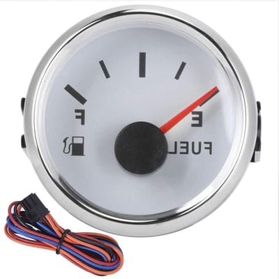 Brandstofmeter Tank - Niveaumeter Olie - Voertuig Controle - Roestvrij Staal - 52mm - Wit Zilver