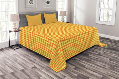 ABAKUHAUS Klaverblad-set – Deken 220 x 220 cm + 2 kussenhoezen – Oranje