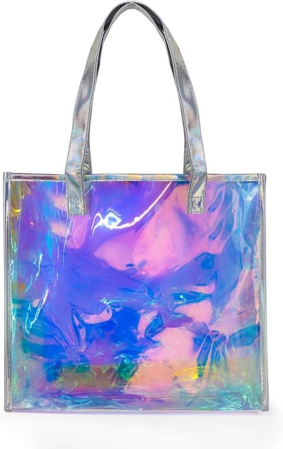 Holografische schoudertas voor dames, extra grote tote bag, transparante en waterdichte handtas voor werk en reizen