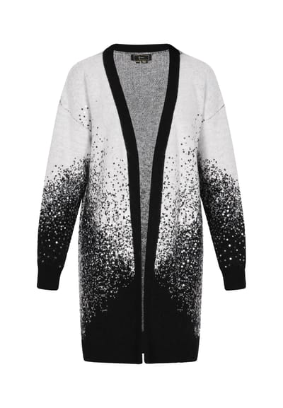 Faina Vest Dames wol wit zwart