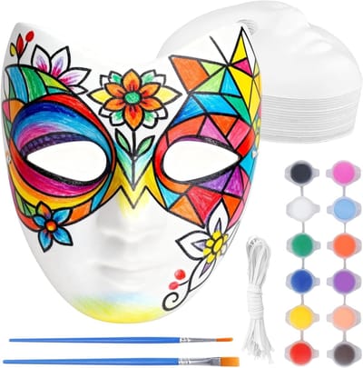 DIY V-vormige papieren maskers - 20 stuks overschilderbare gezichtsmaskers voor carnaval, cosplay en Halloween accessoires