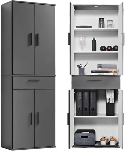 mokebo Opbergkasten Bureaukast 'Der Praktische' (60 x 90 cm) multifunctionele Archiefkast met een lade in antraciet zwart hout